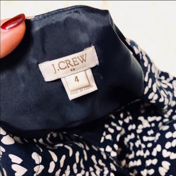 J. CREW Navy Blue White Heart Print Tank Top Button Mini Knee Length Dress 4 - Picture 5 of 8